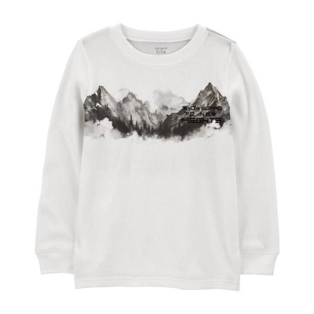 Carter's Little & Big Boys Crew Neck Long Sleeve Graphic T-Shirt, 6, White
